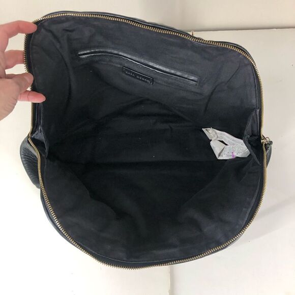 ZARA Leather‎ Black Quilted Purse Metal/Leather Handles -15" x 10" x 6" - Picture 10 of 10